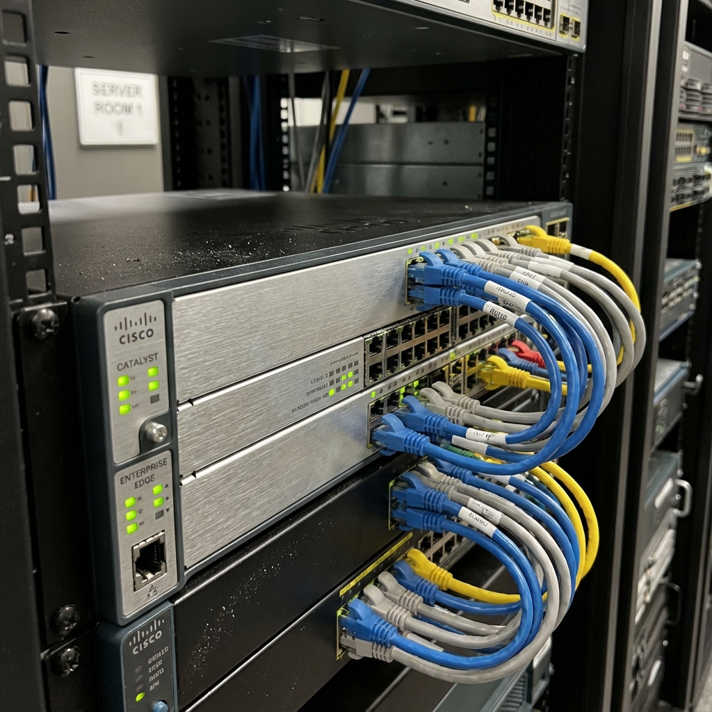 Network router with blinking status lights